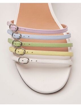 NOMASEI BELLE DE JOUR Sandals Multiple Strappy Buckles Colorful Size 9 1" heel